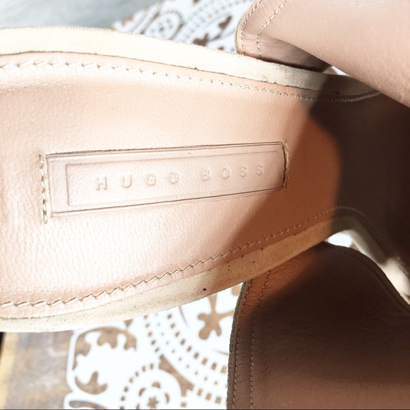 Hugo Boss Suede Ankle Wrap Open Toe Heels - Picture 5 of 6